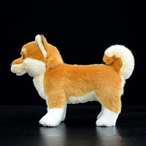 Tiny Heart Shiba Inu Hund Stofftier Plüschtier 28cm/11” realistisches Shiba Inu Hund Plüsch schönes Tier niedliche und weiche Geschenke Hund für Kinder Jungen und Mädchen Spielzeug braun