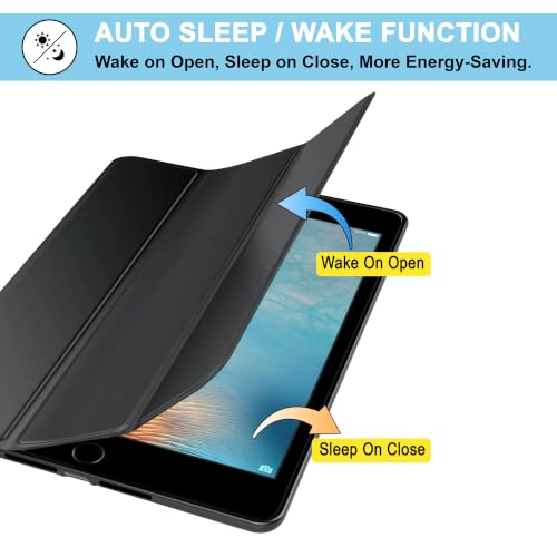 Image of CEDO Smart Case for iPad mini 4 (4th Gen) / iPad mini 5 (5th Gen) 7.9 in Tri-Fold Flip Folio Cover | Pencil Holder | Auto Wake-Up /Sleep Mode | Multi View Angles Stand TPU Backcover (Black)