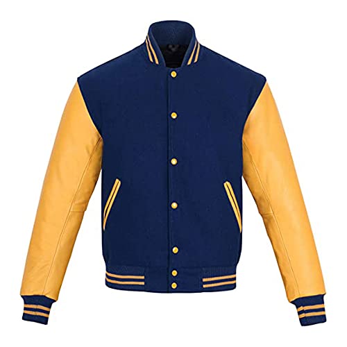 Image of Varsity Jacket Baseball Letterman Jacket- Wool and Leather Premium Quality Unisex Basketball Jacket