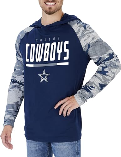 Zubaz NFL Teams Men's Lightweight Pullover Hoodies with Accent Sleeves (Small - 5X-Large)