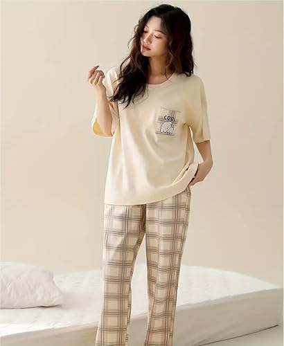 Image of Louis Luxe Womens Korean Night Dress || Full Pyjama Set || Korean Nightsuit ||Women Nightwear ||Round Neck Full Sleeve Nightsuit || Loungewear || Everyday Nightdress (ND-12)