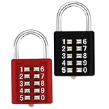 ULDIGI Candado de Combinación de 10 Dígitos 2 Piezas Negro y Rojo Aleación de Zinc Pequeño para Taquillas y Cajas de Herramientas Bloqueo Codificado Seguro para Maletas y Gimnasio