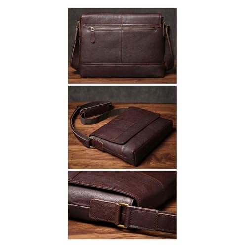 13Inch Mens Genuine Leather Shoulder Bags Messenger Bags Casual Daypacks Briefcases Laptop Bag Crossbody Bags(Black)4