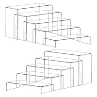 Kisizity 10 Pcs Acryl Display Ständer, 5 Größen Rechteckige Acryldisplay Risers, Acryl Tiered Display Stand für Schmuck, Kosmetik, Cupcakes, Makeup, Pop-Figuren Halterung (10, Mittelgroß)