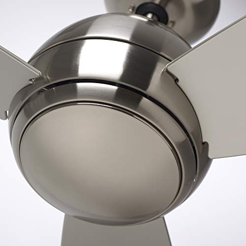 Luminance Kathy Ireland Home Curva Led Indoor Ceiling Fan Kit | Modern Fixture With Remote Control And Downrod Mount| Dimmable With No-Light Plate Option, 52 Inch, Brushed Steel #TOP4