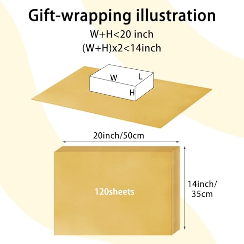 Image of 120 Sheets 20 inchX14 inch Gold Tissue Paper for Gift Bags Wrapping, Art Tissue Paper Bulk for Holiday Birthday Party Crafts Decoration (Gold)