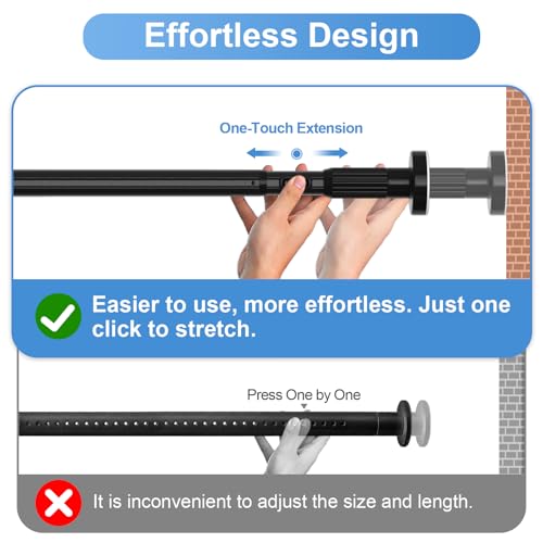 Image of 2Pack Long Tension Rod 41-144inch Black Tension Curtain Rods no Drilling | 1.26 inch Diameter Outdoor Curtain Rod for Patio,Windows,Anywhere Heavy Duty Spring Rods Adjustable