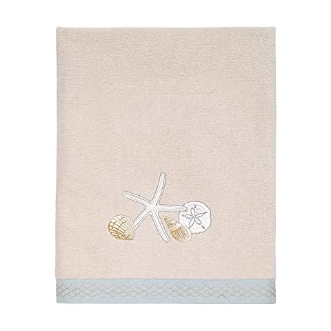 Avanti Home - Colección Seaglass - Toalla de baño bordada, color beige Cover