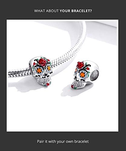 Halloween Ghost Charm Skull Bead 925 Sterling Silver for Pandora Style Bracelet,for Halloween (Colorful Skull Charm) - Image 5