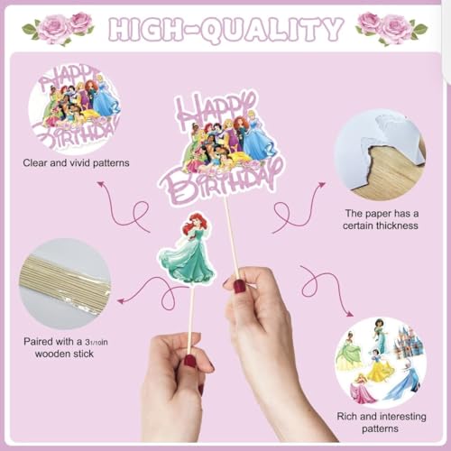 11 Pcs Princess Cake Topper, Fantastic Happy Birthday Cake Decorations, Cute Cake Toppers for Girls by HAEIGTD - Used condition - Image 4