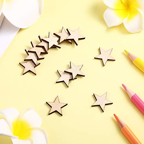 500 Pieces Wooden Star Shape Unfinished Wood Star Pieces, Blank Wood Pieces Wooden Star For Craft Flag Project And Decoration(3/4 Inch) #TOP5