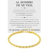 Pulsera de Cuerda Trenzada Hombre de mi Vida Acabado Oro 18k Plata de Ley 925 Ideas de Regalo para Él Navidad Aniversario – Estuche con DEDICATORIA incluida (Pulsera de Cuerda Hombre de mi Vida, 1)