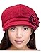Dahlia Women's Newsboy Cap - Wool, Lined Winter Hat, w/Chic Flower, Red