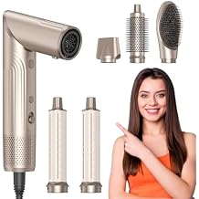 5-in-1 Professional Hair Dryer Brush, Effortless Auto-Wrap Curlers with 110,000 RPM High-Speed Motor, Fast Drying & Volumizing Without Heat Damage, Includes Storage Case - Best Gift for Women