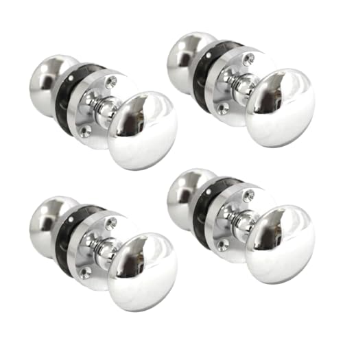 Image of Epsom Door Handle Polished Chrome Victorian Style Round Door Knob Set – Sprung Internal and External Knobs with Optional 63mm Tubular Latch – Available in 4 or 6 Pairs (4 Pair of Door Knobs)