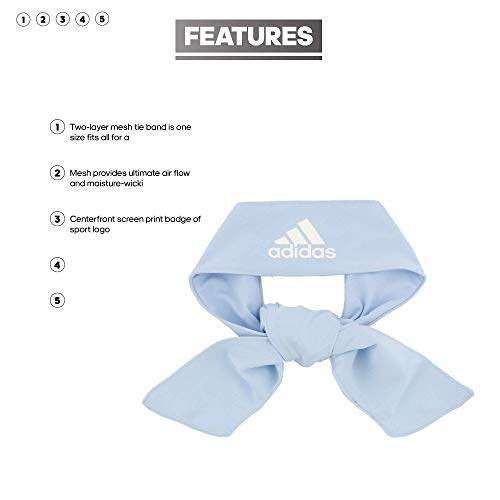 Image of adidas Alphaskin Tie Headband, Sky Tint Blue / White, OSFA