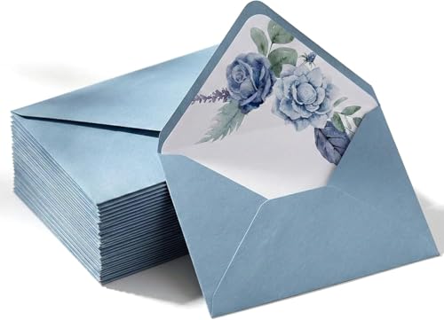 Sobres de tarjetas de felicitación A7 azul polvoriento de 5 x 7 pulgadas para correo y bodas