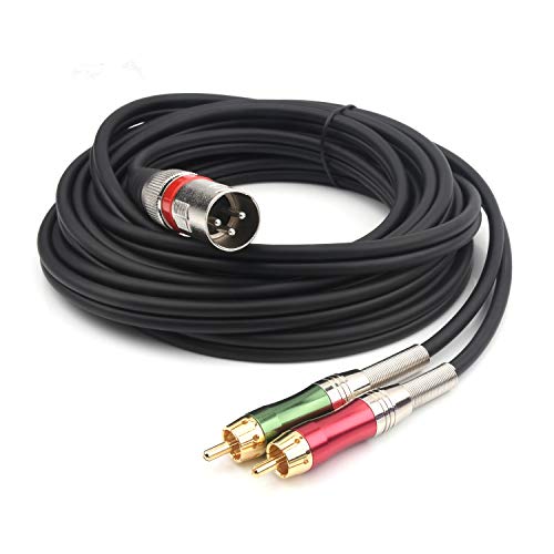 Siyear 15Ft Xlr Male To 2 X Phono Rca Plug Adapter Y Splitter Patch Cable, 1 Xlr Male 3 Pin To Dual Rca Male Plug Stereo Audio Cable Connector(4.5M) #TOP5