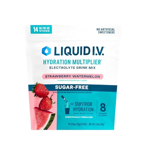 Image of Liquid I.V.® Hydration Multiplier Sugar-Free - Strawberry Watermelon | Electrolyte Powder Drink Mix | 1 Pack (14 Servings)