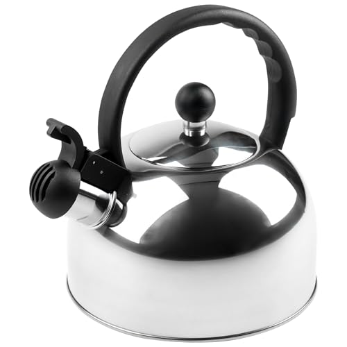 KARL HAUSMANN Bouilloire Inox Argenté - 2L - Bouilloire Sifflante - Bouilloire Induction, Gaz - Poignée Résistante à la Chaleur - Bouilloire Traditionnelle...