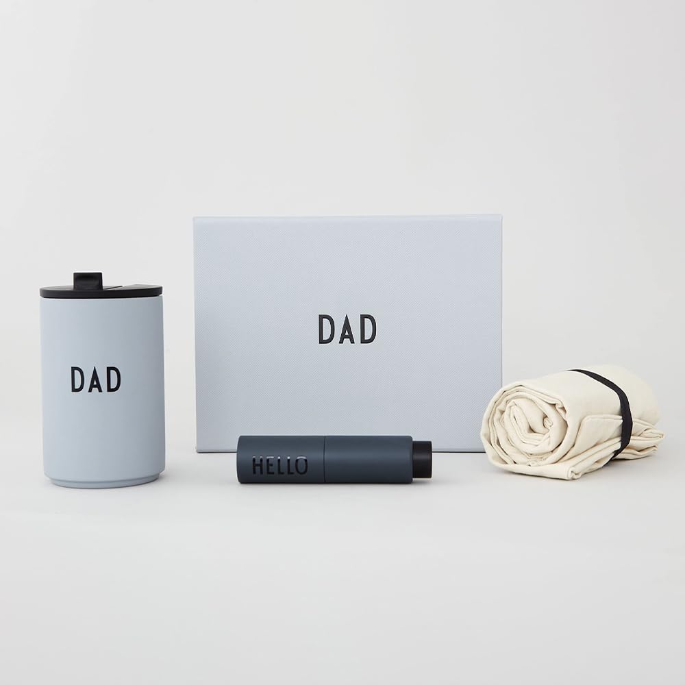 Design Letters Confezione regalo da uomo | Confezione regalo per la festa del papà | Tazza termica da caffè, borsa in cotone e dispenser tascabile | festa del papà | Regalo di papà 4 Pcs| Regalo papa