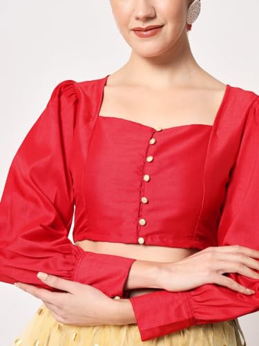 Image of studio rasa Chroma Button Down Shirt Style Blouse Crop Top for Women Girls Casual Party