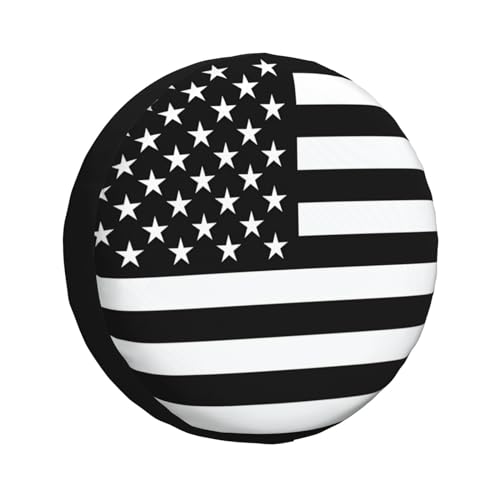 Image of Spare Tire Cover Black and White American Flag Wheel Covers USA Flag Weatherproof Universal Wheel Protectors for Rv SUV Camper Travel Trailer 16 Inch
