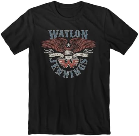 Waylon Jennings T-Shirt, Black | Lonesome Eagle Design | 100% Cotton image 3
