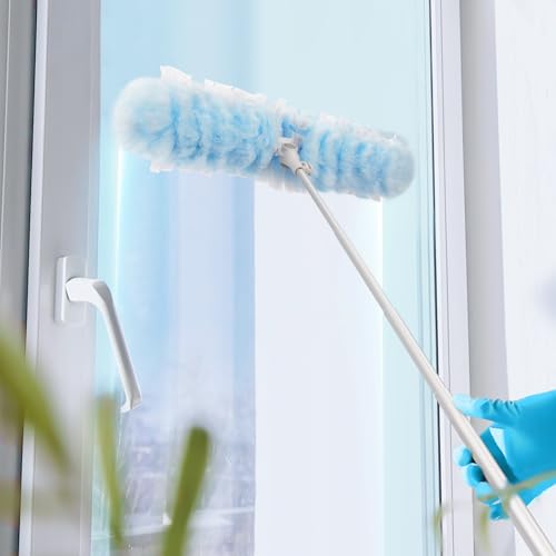 Duster Refill Compatible with Swiffer Duster, 40 Count Duster Refills with 5.5FT Extension Pole, Ceiling Fan Duster Super Extender Kit, Disposable 360 Heavy Duty Feather Dusters for Cleaning