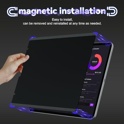Image of IPROKKO Magnetic Privacy Screen Protector Compatible With iPad Pro 13 Inch M4 M5 (2024 2025, 7th 8th), Removable Anti Blue Light Glare Spy Private Filter Black Security Screen Cover for School Office Cafe