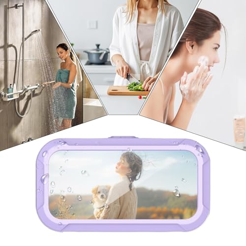 Soporte para teléfono para espejo de baño impermeable y regulable de pared 4