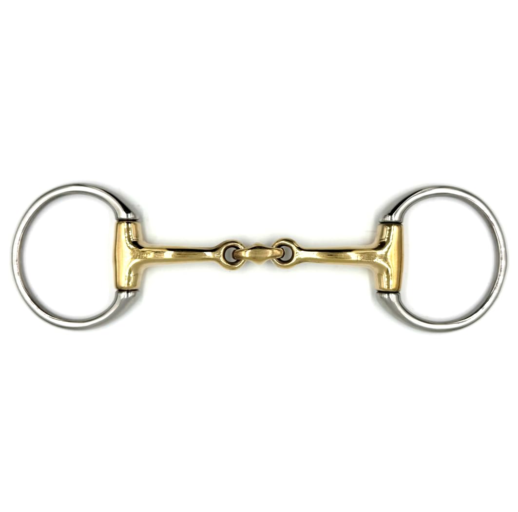 ES0013 Gebiss Olivenkopfgebiss Olivenkopftrense Doppelt Gebrochen aus Kupfer Edelstahl Ringdurchmesser 70 mm Gebissstärke 13 mm (11.5 cm)
