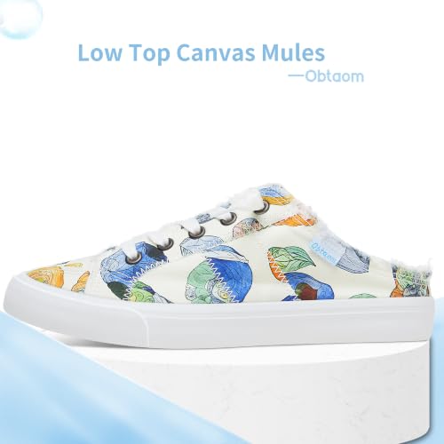 Image of Obtaom Women Canvas Mules Memory Foam Clipper Fashion Sneakers Comfortable Slip-On Mule Backless Holiday Shoes