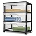 Sterilite Wide 3 Drawer Storage Cart, Plastic Rolling Cart with Wheels to Organize Clothes in Bedroom, Closet, Black with Clear Drawers, 1-Pack