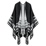 HOTUT Echarpe Epaisse Cardigan, Poncho Hiver Chaud Ouvert, Châle Cape pour Femme, Echarpe Automne Hiver Ethnique pour Temps Froid