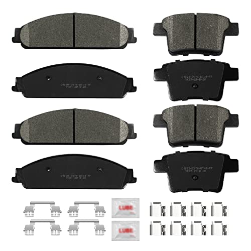 ACB ZONE Front and Rear Disc Brake Pads Set Ceramic w/Hardware Replacement for 2005 2006 2007 Ford Five Hundred Freestyle Mercury Montego 2008-2009 Ford Taurus Mercury Sable