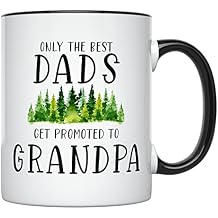 YouNique Designs Only The Best Dads Get Promoted To Grandpa Mug, 11 Ounces, Youre Going To Be A Grandpa Pregnancy Announcement For Grandparents Black Handle