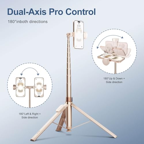 Image of 66 inch Automatic Phone Tripod Stand with Remote, Cell Phone Tripod for iPhone Video Recording & Live Streaming, Adjustable Selfie Stick Tripod for Content Creators, Vloggers