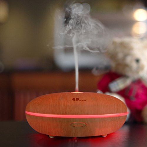 1byone Essential Oil Diffuser, 350ml Aromatherapy Diffusers for Essential Oils,Cool Mist Humidifier with Adjustable Mist Waterless Auto-Off for Home Office Bedroom (Wood Grain)