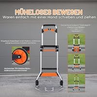 VEVOR Sackkarre Klappbar 140kg Transportkarre aus Aluminiumlegierung und Kunststoff Stapelkarre mit verstellbarem Griff 900-1109mm Faltbarer Trolley inkl. Bindeseil kompakte Größe zum Verstauen – Ansicht 3