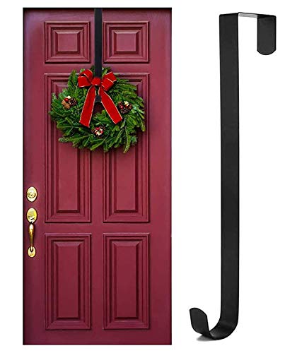 Preisvergleich Produktbild Rucoe Kranz Aufhänger Weihnachtskranz Türhaken - 38cm Tür Haken,Ohne Bohren Türaufhänger,Haken für Türkranz,Türkranz Herbst,Maximale Belastung 6 KgSchwarz
