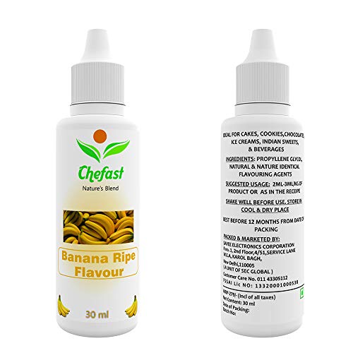 Image of Chefast Bannana Ripe Flavour Baking Essence for Cake, Ice-Cream, Chocolates, Milkshakes- 30ML ( Use 2-3 Drops Essence for 250 Grm Cake)