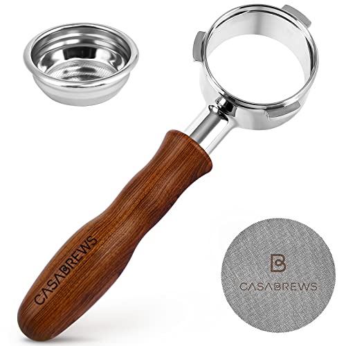 58mm Bottomless Portafilter, 3 Ears Professional Espresso Portafilter with Filter Basket and Puck Screen, Compatible with CASABREWS 5700 Series, 4700Gense and ULTRA