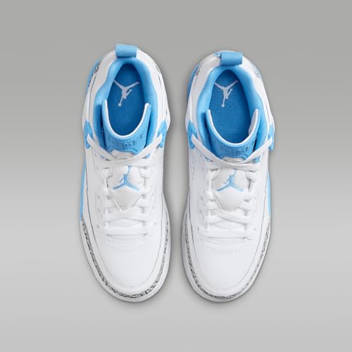 Chaussures Jordan Spizike Low Big pour enfant (FQ3950-141, blanc/gris loup/anthracite/bleu universitaire), Blanc/gris loup/anthracite/bleu université, 6.5 Big Kid