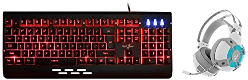 Image of Redgear Cosmo 7,1 USB Gaming Wired Over Ear Headphones with Mic with Virtual Surround Sound & Blaze 7 Colour Backlit Wired Gaming Keyboard with Full Aluminium Body Windows Key Lock