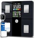 GE Weight Scale Smart for Body, Body Fat Weighing Scales Bathroom with BMI Muscle Mass 14 Body Composition Metrics with Large Display Accurate Bluetooth App 180kg/400 Pounds Capacity, Black