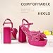 KHPAERMEI Bow Knot Platform Heels for Women Fashion Open Toe Chunky Heeled Sandals Ankle Strap Wedding Party Dress High Heels