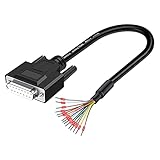 ANMBEST DB15 Female Solderless Breakout Connector with 5Ft 26AWG Replacement Cable, Plastic Shell RS232 D-SUB Serial to 15-Pin Port Terminal Female Adapter Connector Breakout Board