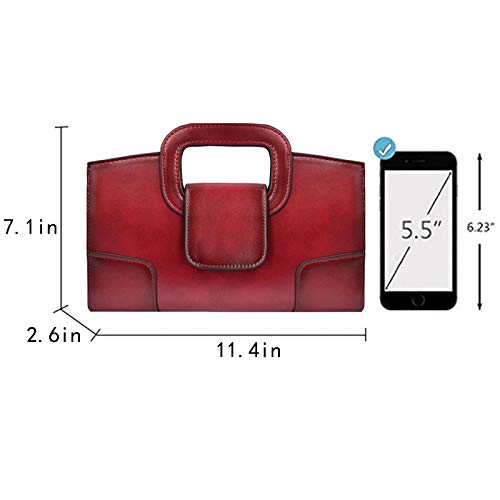 Bolso Satchel Vintage de Mujer Goclothod Rojo miniatura 4