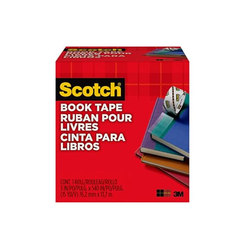 Scotch Book Tape, 3 in x 540 in, Excellent for Repairing, Reinforcing Protecting, and Covering...